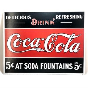 Coca Cola 5 Cents At Soda Fountain Retro Sign